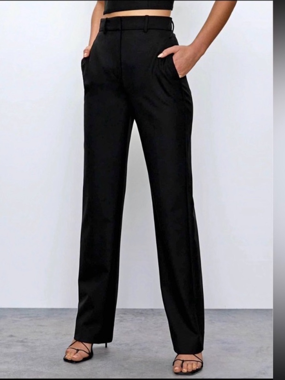 Babaton Atelier Black High-Rise Wide-Leg Trousers